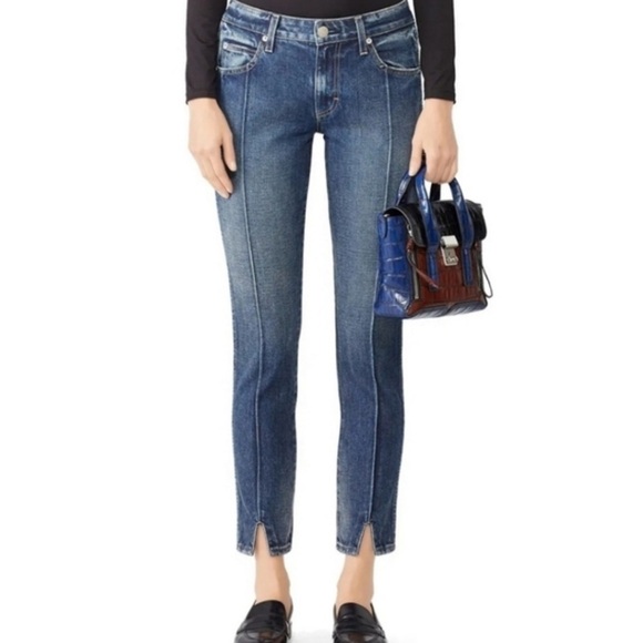 AMO Jeans Pixie Cherish Pleated Straight Leg Ankle Crop - Picture 1 of 9